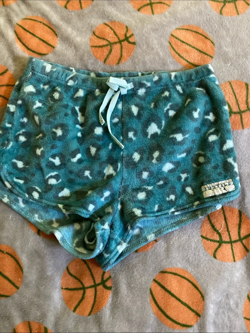 Justice Teal Leopard Plush Pajama Set - Teal & White Print size 14